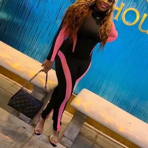 Stylish Black and Pink Jumpsuit